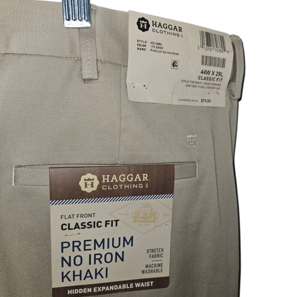 NWT Hagger Clothing Premium No Iron Khaki Dress Pants - Picture 4 of 4